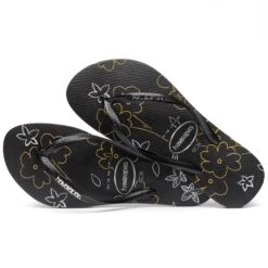 Havaianas Slim Metallic Print Slippers Dames Black Light Golde - EU 41 - 42