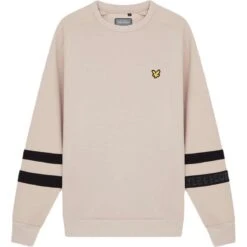 Lyle & ScottSleeve Stripe Crew Sweater Heren Warm Dust Marl