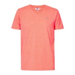 Petrol Industries Gestreept Shirt Heren Fiery Coral