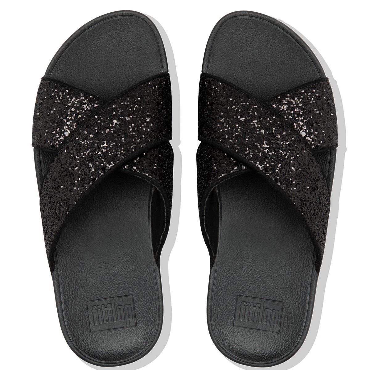 Fitflop Lulu Glitter Slides Slippers Dames Black Glitter - EU 40 - Afbeelding 3