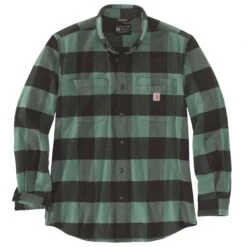 Carhartt Midweight Flannel Plaid Overhemd Heren Slate Green