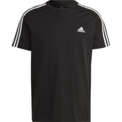 Adidas Essential Single Jersey 3-Stripes Shirt Heren Black White