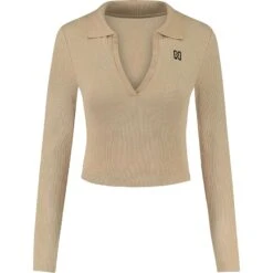 NIKKIE V-neck Collar Top Dames Latte