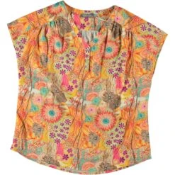 Geisha Multi Flowers Shirt Dames Oranje