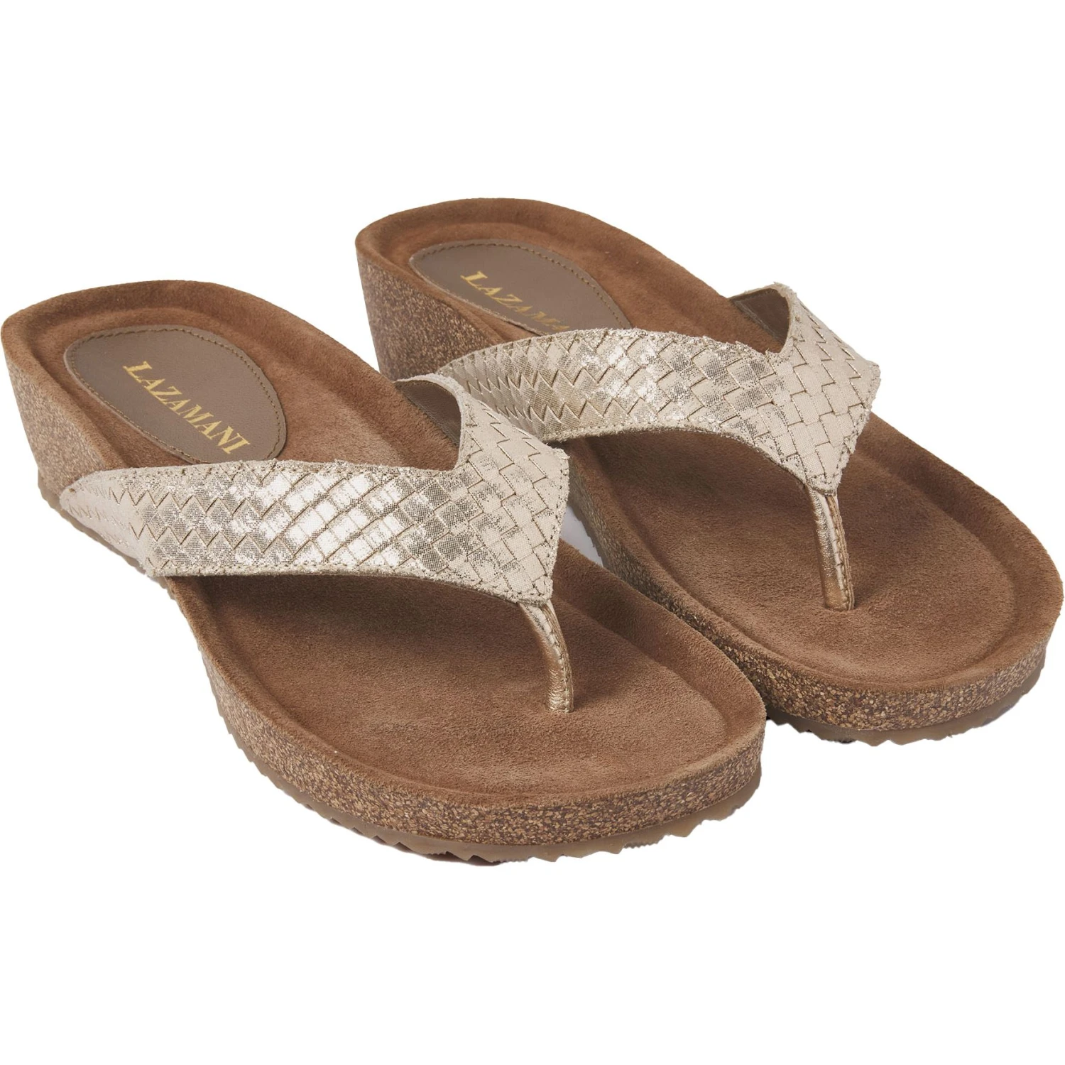 Lazamani 75.807 Slippers Dames Weave Wedge Gold - Afbeelding 2