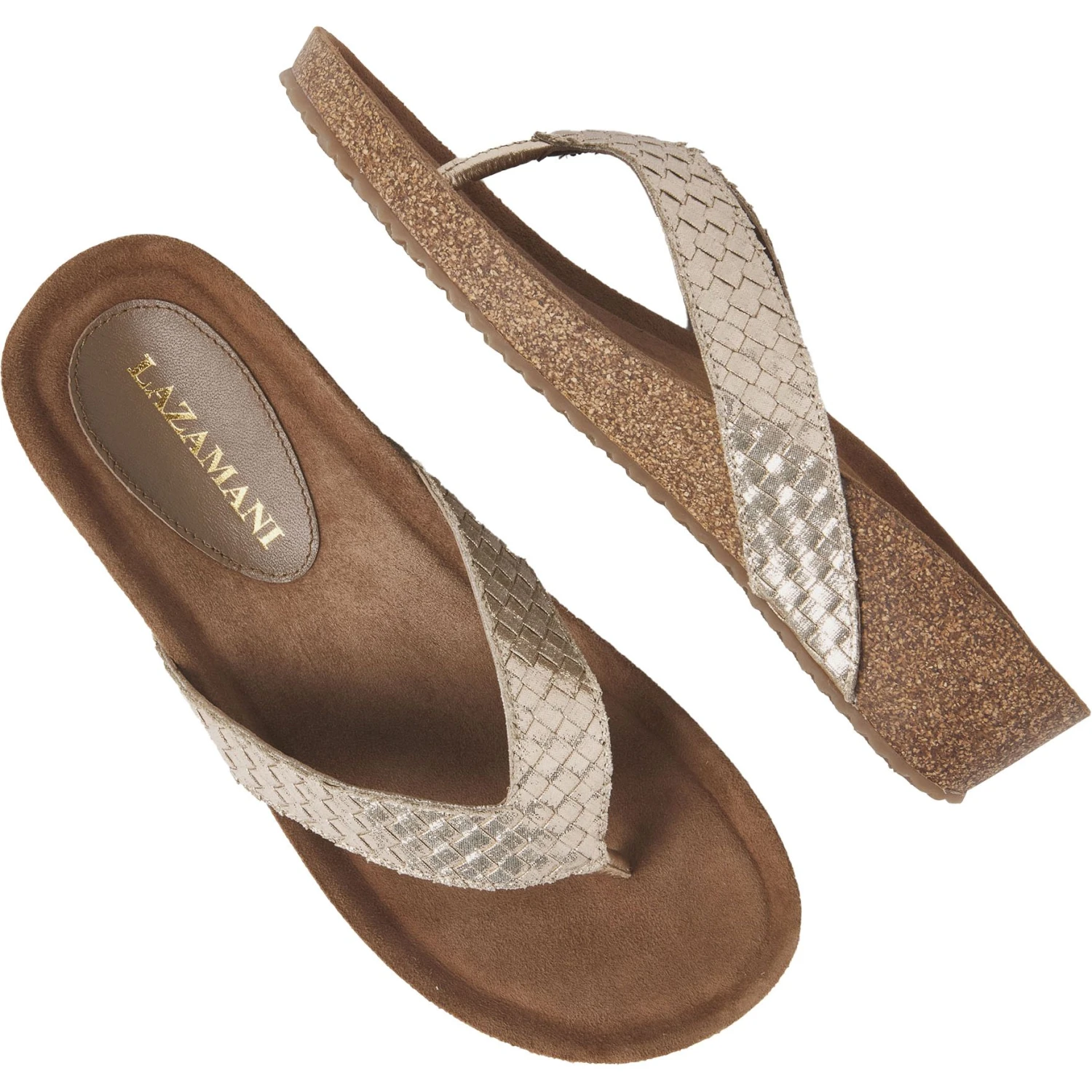 Lazamani 75.807 Slippers Dames Weave Wedge Gold - Afbeelding 3