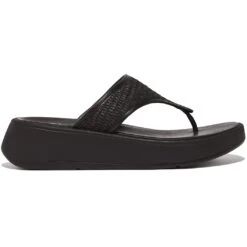 Fitflop F-Mode Woven-Raffia Slippers Dames Black
