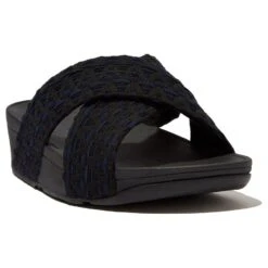 Fitflop LuLu Geo-Webbing Cross Slippers Dames Black Mix