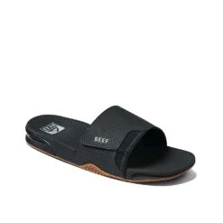 Reef Fanning Slippers Heren Black Silver