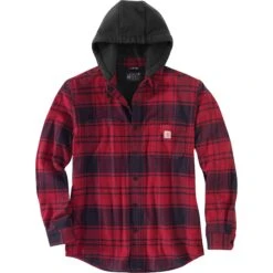 Carhartt Flannel Fleece Lined Hooded Jas Heren Oxblood