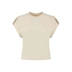 NIKKIE Epaulette Plate Shirt Dames Cream