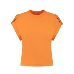 NIKKIE Epaulette Plate Shirt Dames Sun Orange