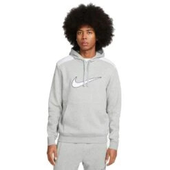 Nike Sportswear Fleece Hoodie Heren Dark Grey Heather White