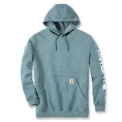 Carhartt Sleeve Logo Hoodie Heren Sea Pine Heather